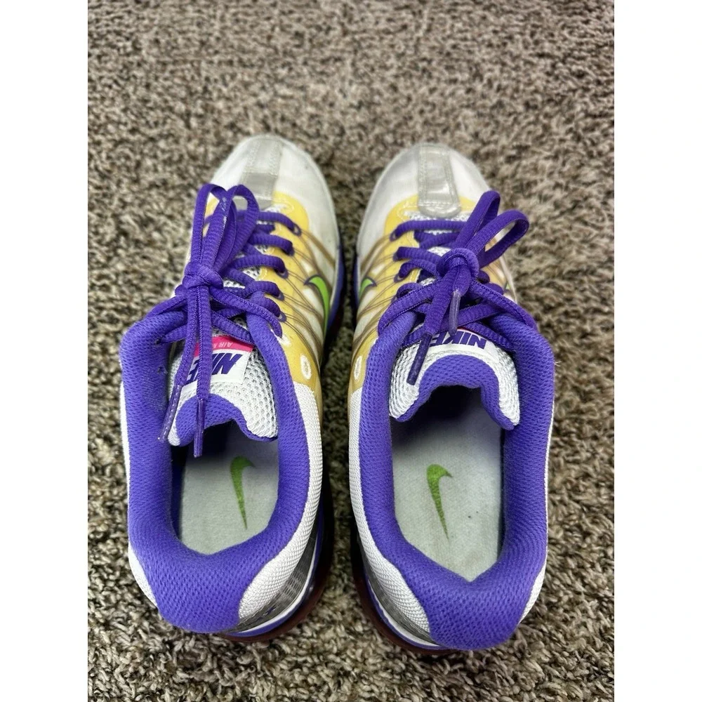 Nike Air Max 2009 Youth Running Athletic Shoes Size 6.5Y White Purple Green